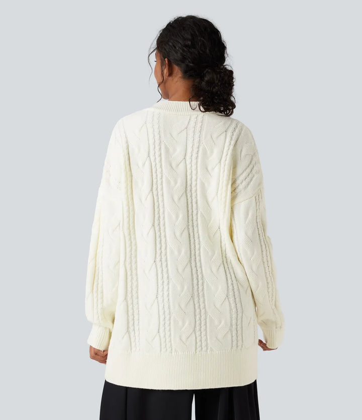 V-ringad långärmad vardaglig cardigan