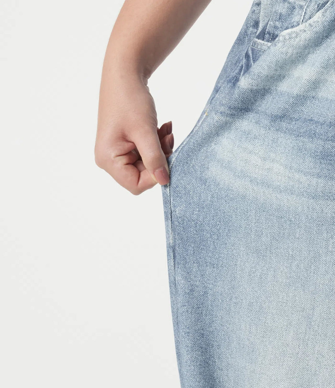 Plusstorlek medelhög midja denim mönster frotté vardaglig mjukisbyxor jeans med fickor