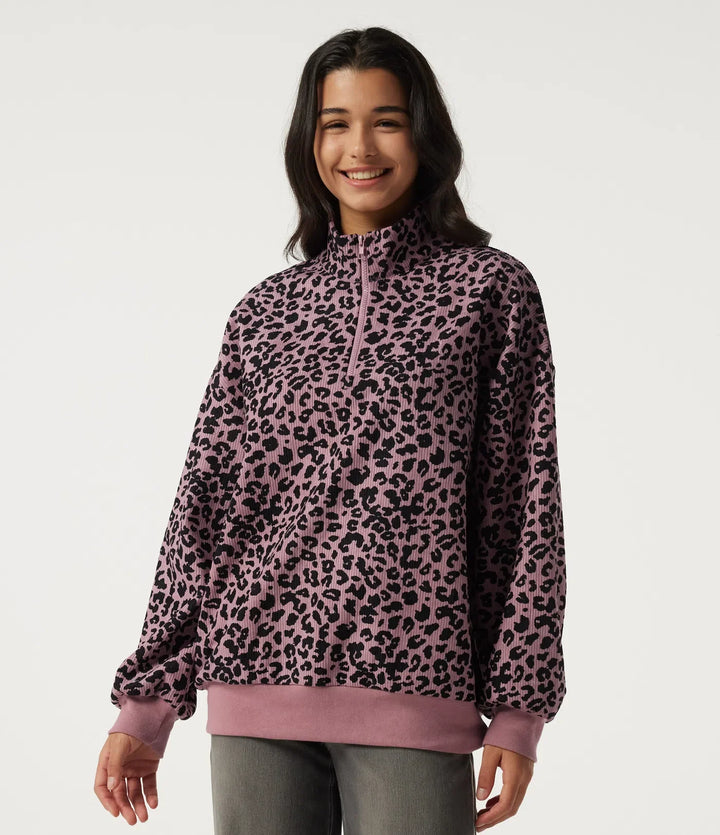 Ståkrage långärmad leopardmönster vardagstopp