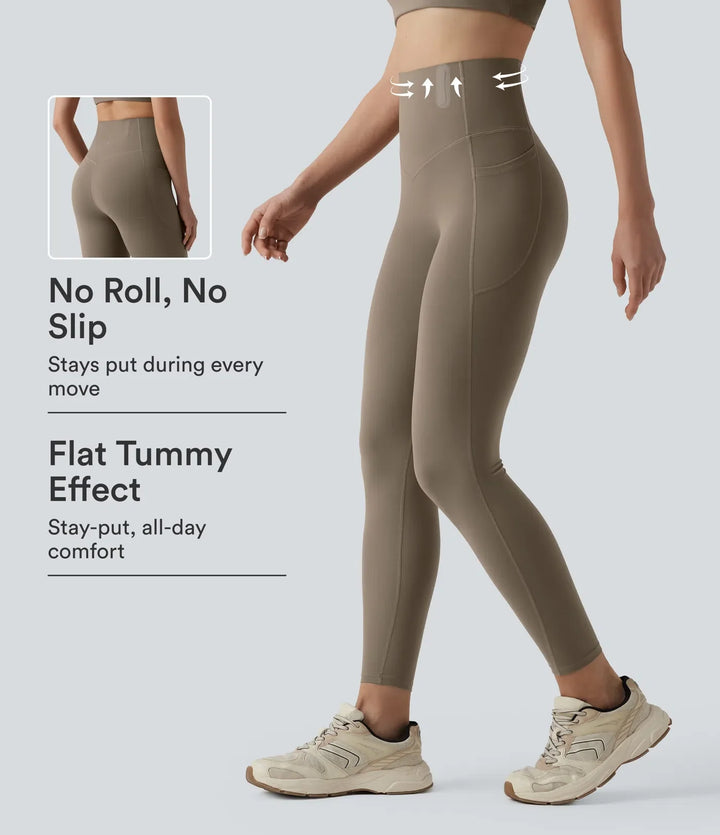 Halara UltraSculpt med hög midja anti-roll magkontroll formande träningsleggings med fickor