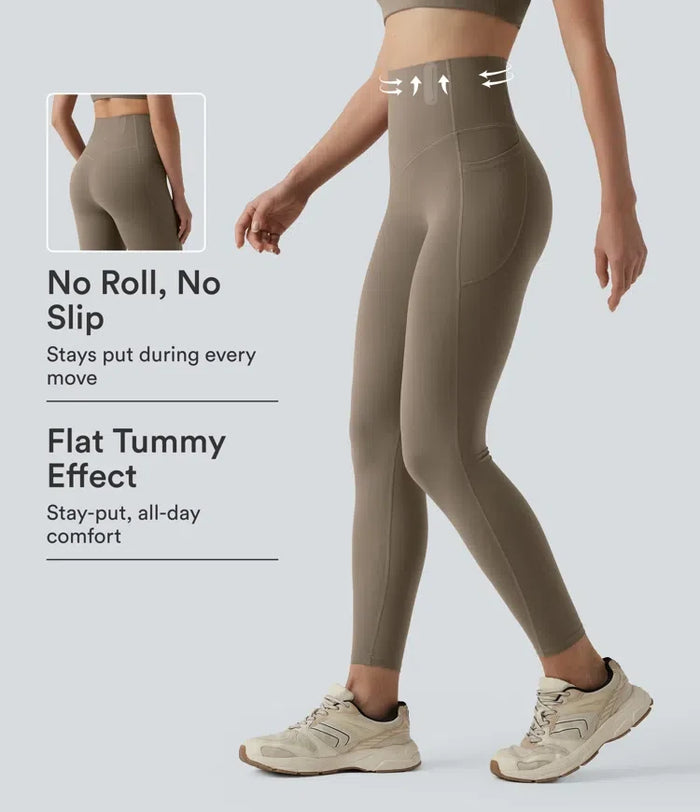Halara UltraSculpt med hög midja anti-roll magkontroll formande träningsleggings med fickor