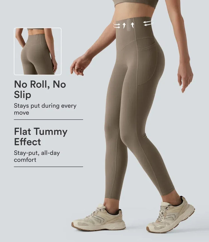 Halara UltraSculpt med hög midja anti-roll magkontroll formande träningsleggings med fickor