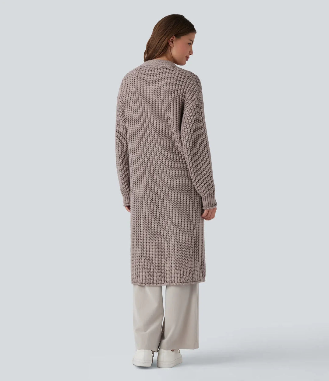 Knapp gylf vardaglig lång modell cardigan