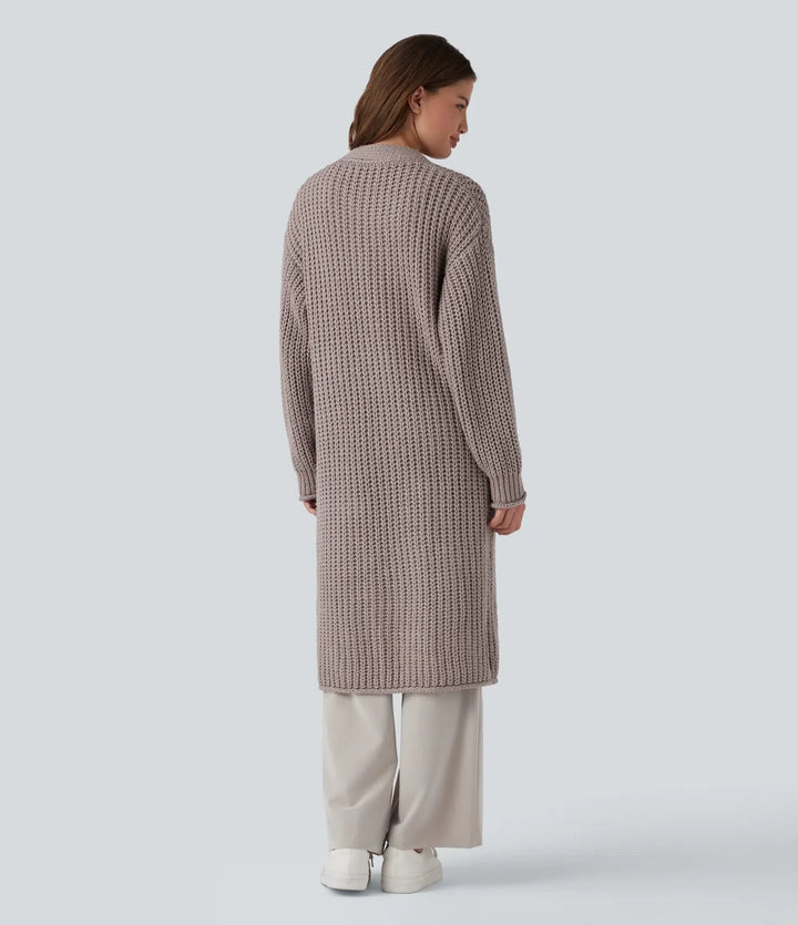 Knapp gylf vardaglig lång modell cardigan