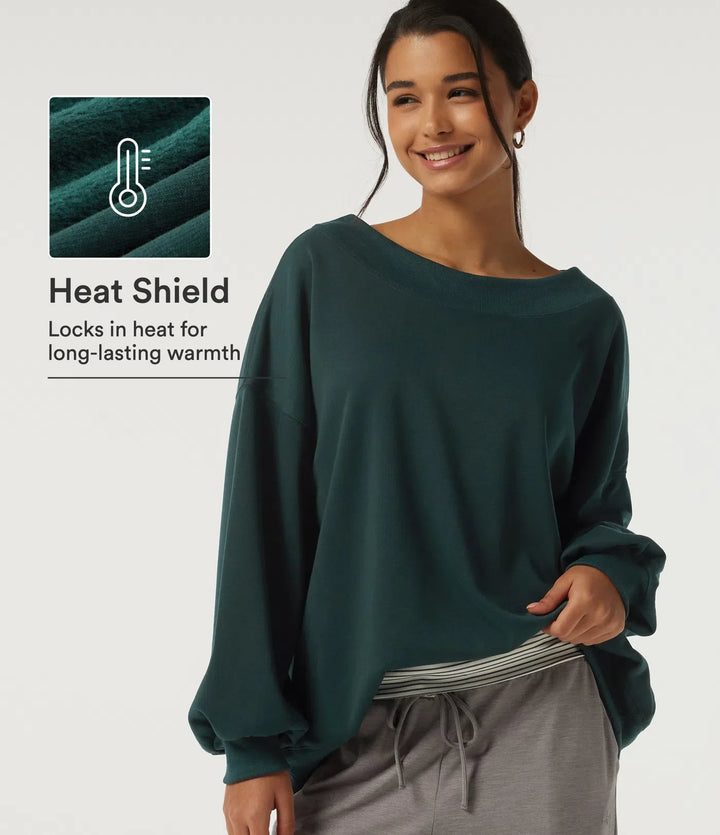 Rund hals långärmad fleece vardaglig sweatshirt