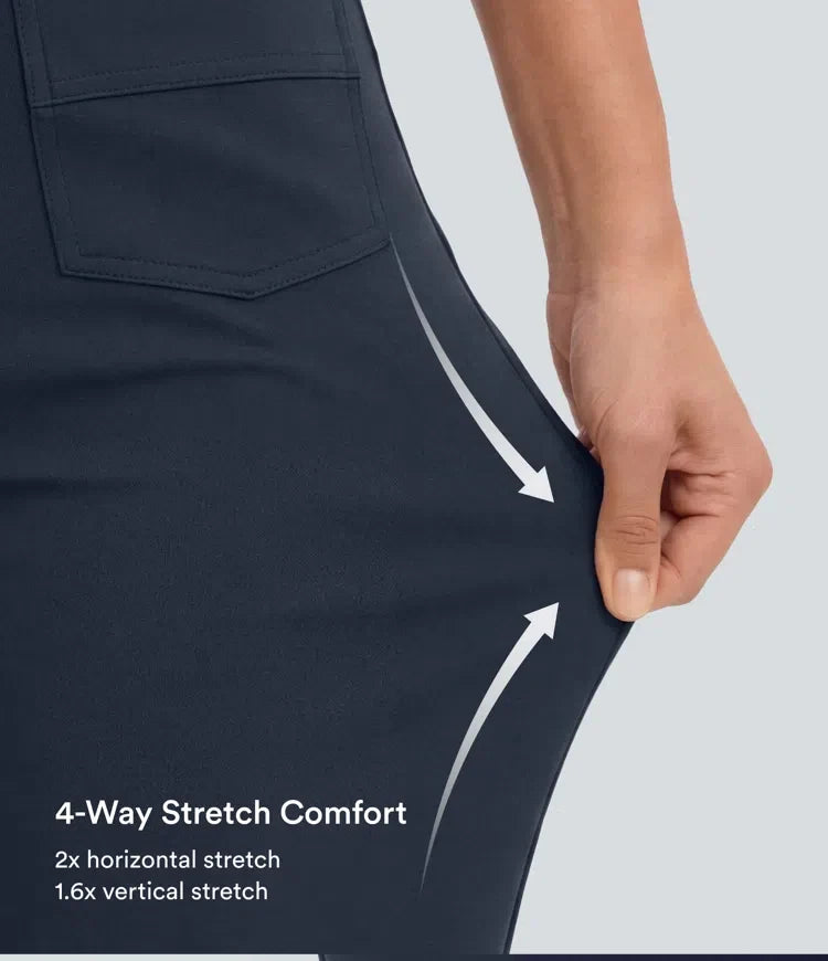 DayStretch med hög midja och fickor raka ben vardagsbyxor