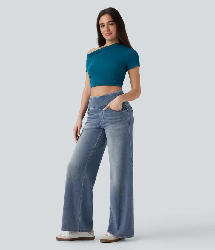 Halara Flex med medelhög midja magkontroll för vardag baggy jeans med fickor
