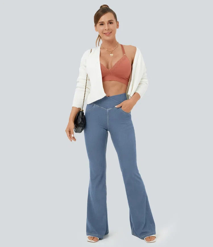 Halara Flex med hög midja, omlottmidja och ficka InstantCool tvättad vardagsjeans