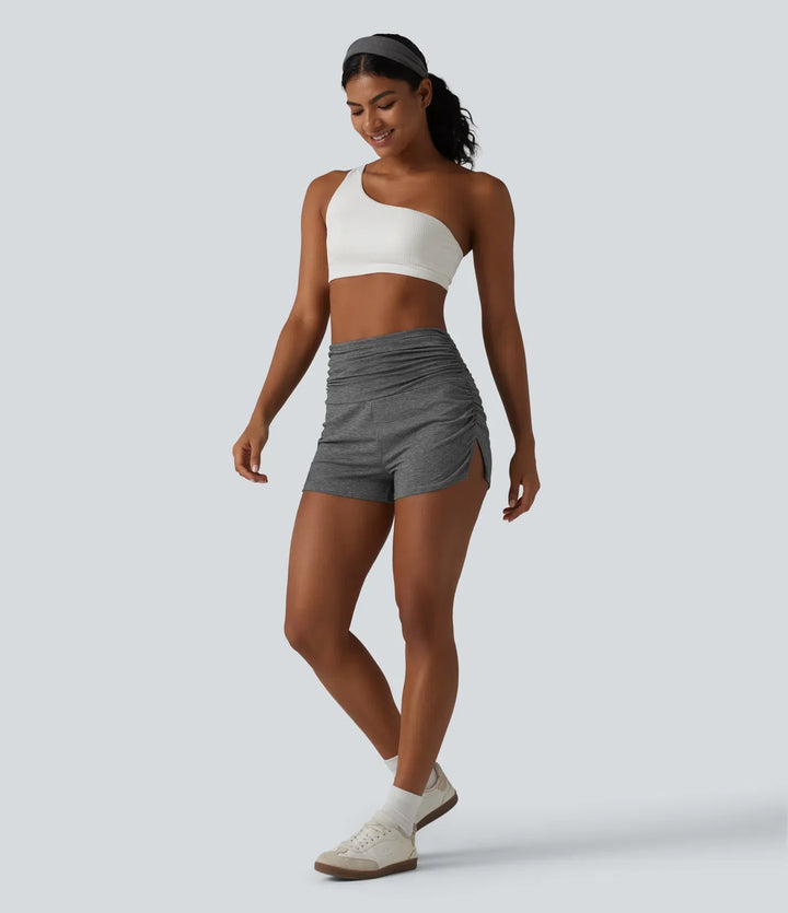 Med hög midja rynklad inbyggd underkläder vardagsshorts 2.5&