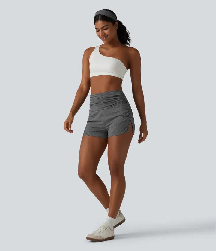 Med hög midja rynklad inbyggd underkläder vardagsshorts 2.5&