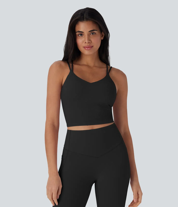 Halara UltraSculpt sval snabbtorkande kort yogalinne – UPF50+