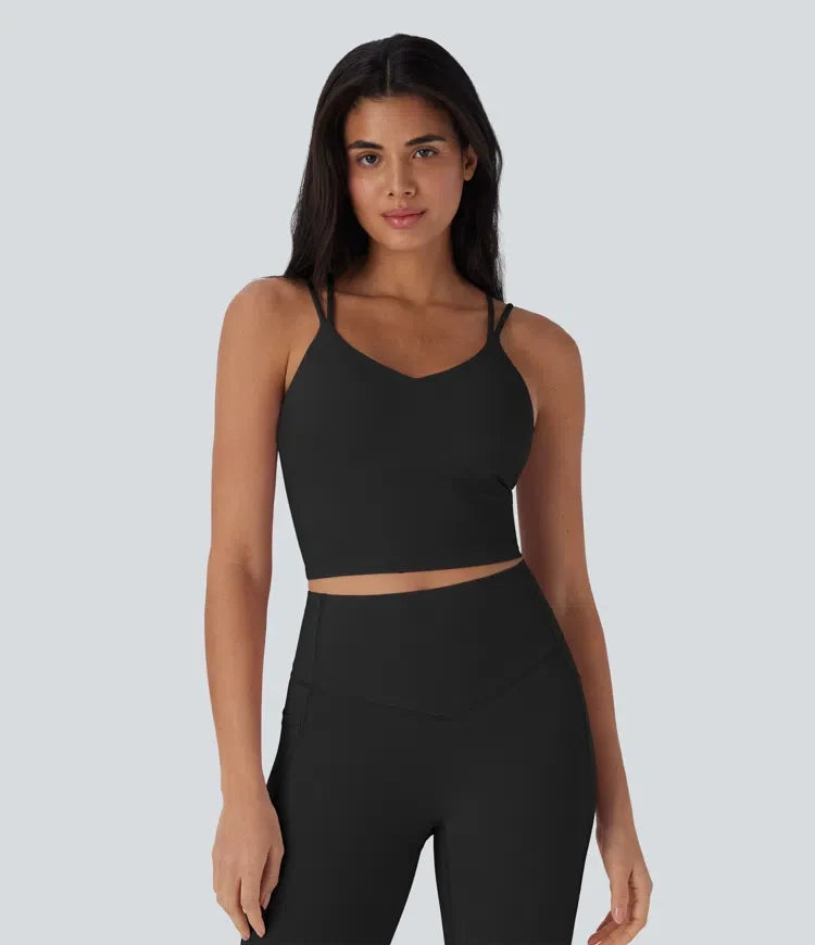 Halara UltraSculpt sval snabbtorkande kort yogalinne – UPF50+
