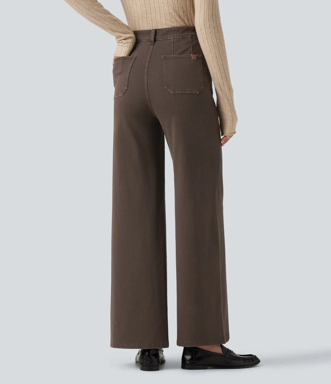 Halara Flex med hög midja och magkontroll vida ben färgglad vardagsjeans med fickor