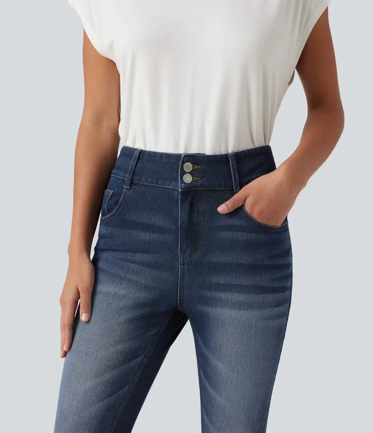 Halara Flex med medelhög midja smal vardagsjeans med fickor