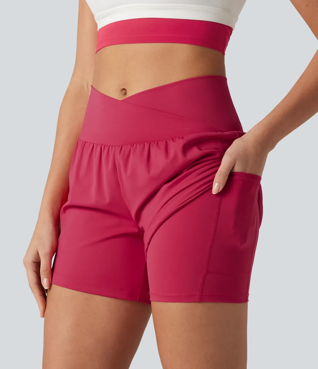 SoftlyZero luftig crossover högmidjad 2-i-1 InstantCool yoga shorts 5&