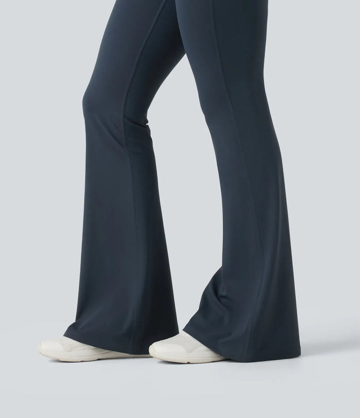Halara UltraSculpt med hög midja omlott magkontroll utsvängd träningsleggings med fickor