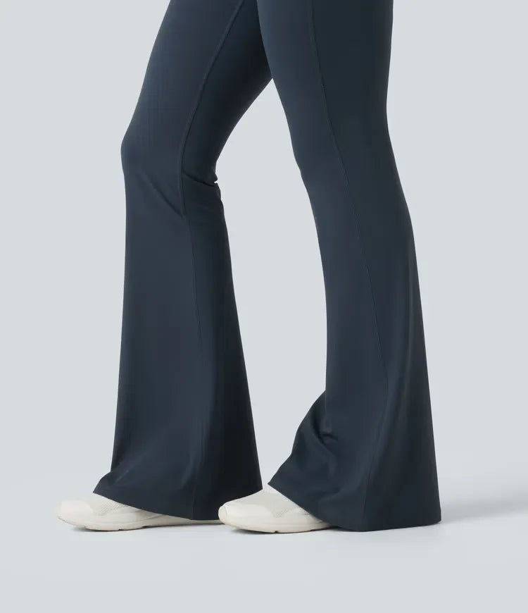 Lyckera UltraSculpt högmidjad crossover magkontroll utsvängd träningsleggings med fickor