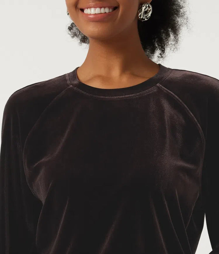 Rund hals långärmad sammet vardaglig sweatshirt
