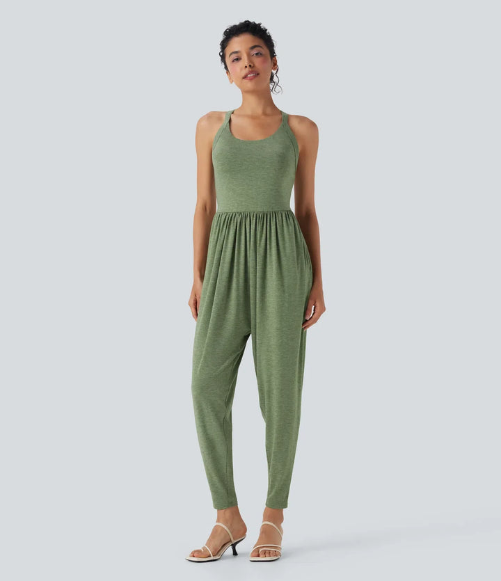U-ringad harem vardaglig jumpsuit med fickor-Easy Peezy Edition DD-F-kupor
