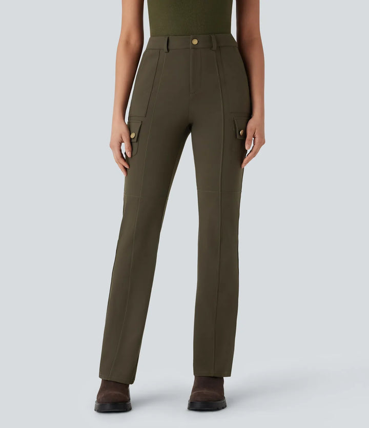 DayStretch med medelhög midja fickor vandring cargo bootcut byxor