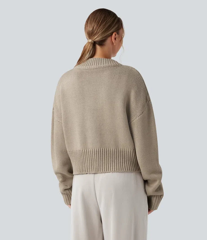 Långärmad dragkedjegylf vardaglig bomber cardigan