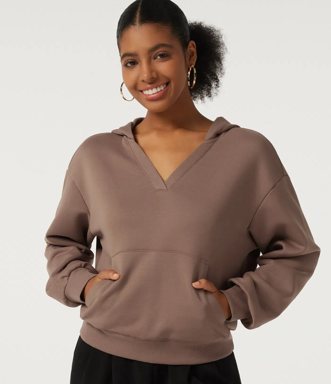 Med huva långärmad fleece vardaglig sweatshirt med ficka