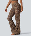 Halara UltraSculpt leopardmönstrad V-formad med hög midja kontrastspets yoga utsvängd leggings med fickor