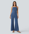 Lyckera Flex tvättad denim vardaglig jumpsuit
