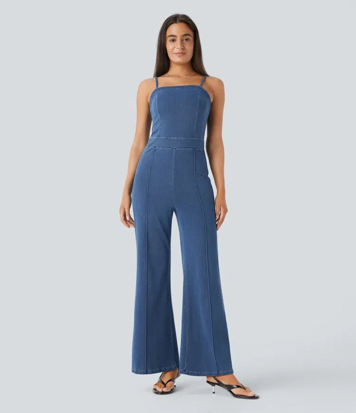 Lyckera Flex tvättad denim vardaglig jumpsuit