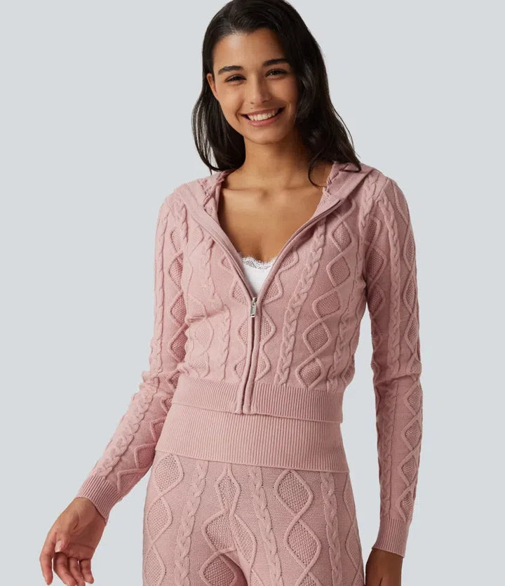 Med huva långärmad lounge cardigan