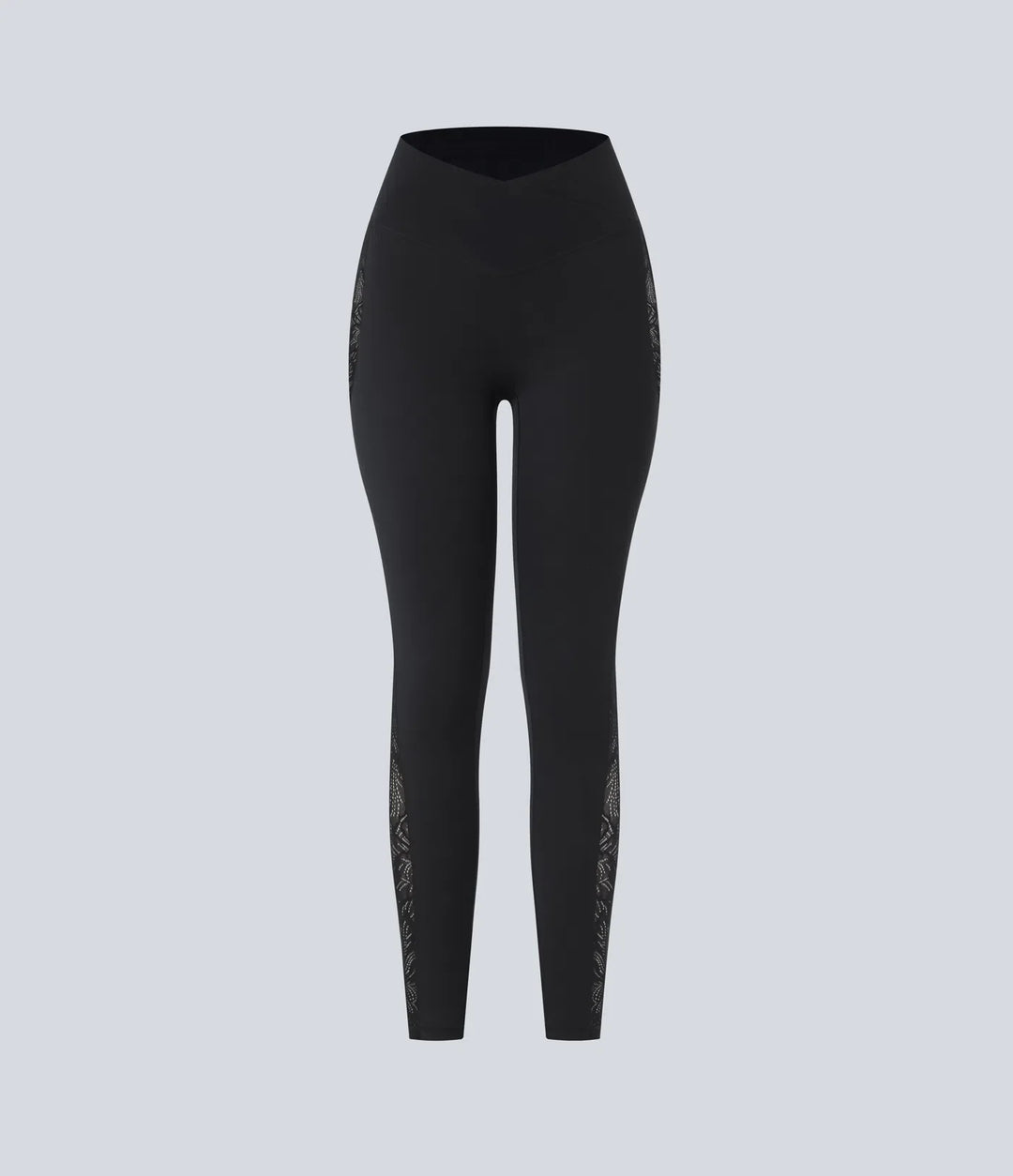 SoftlyZero högmidjad crossover kontrastspets ficka yogaleggings
