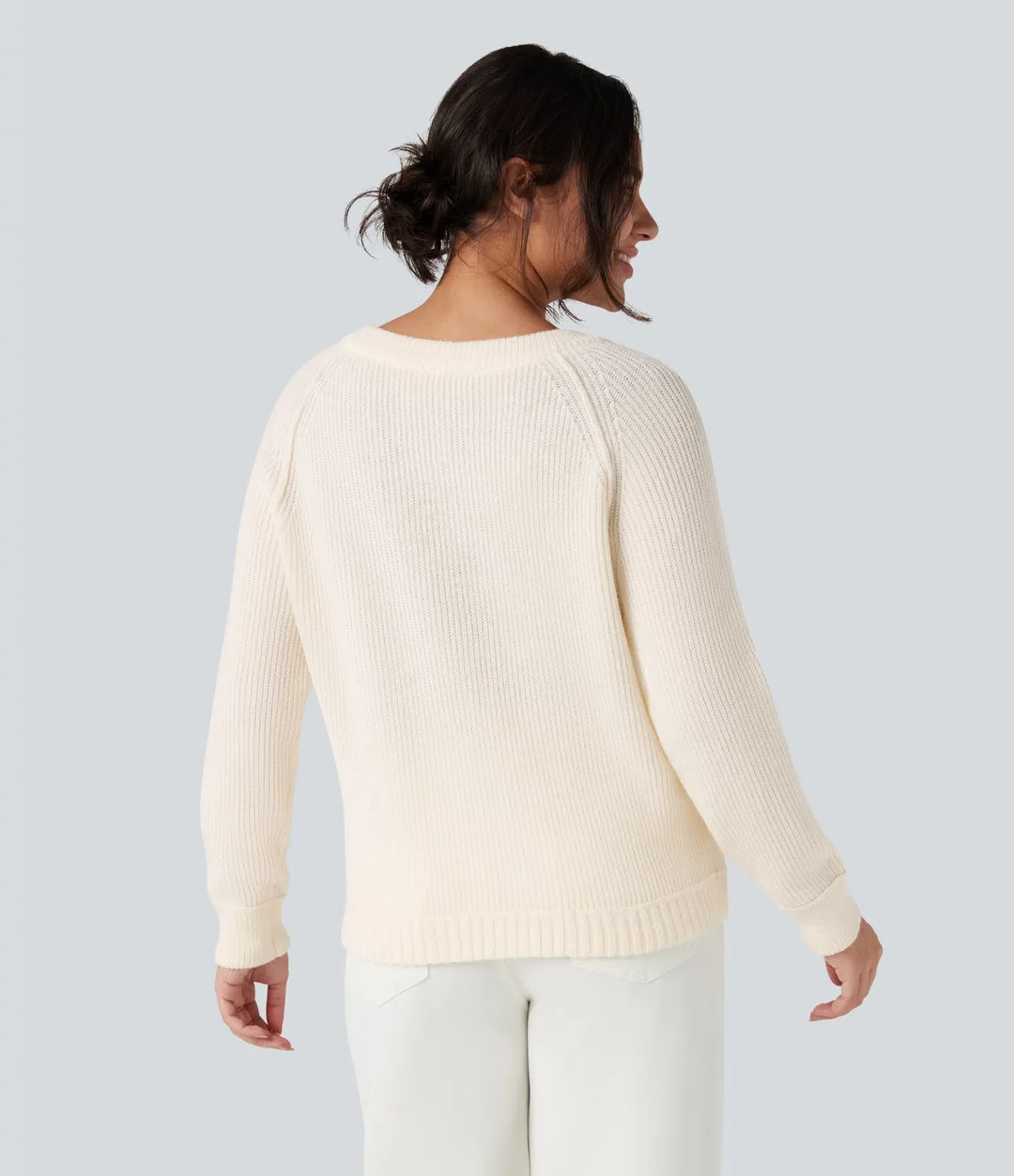 Rund hals långärmad vardaglig cardigan
