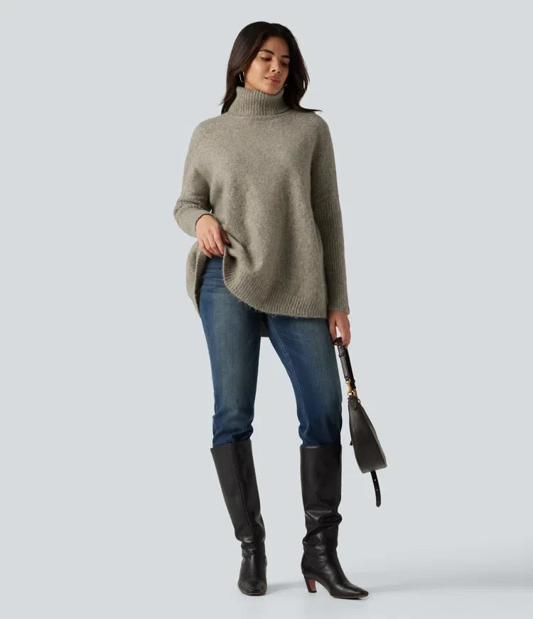 Hög hals långärmad oversized vardaglig tröja