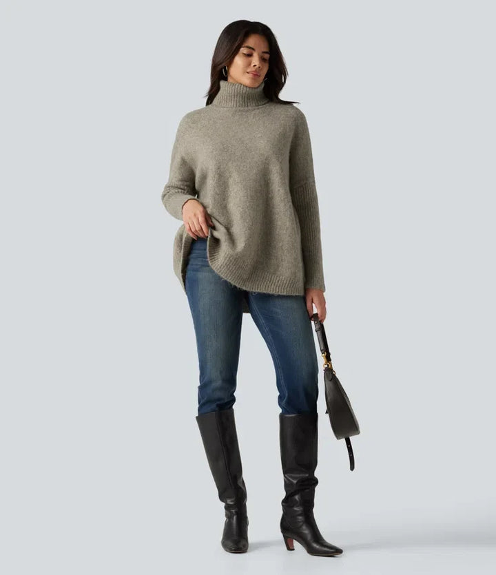 Hög hals långärmad oversized vardaglig tröja