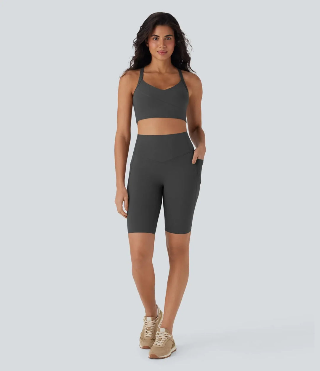 Lyckera UltraSculpt högmidjad magkontroll ficka formande träning bikershorts 9&