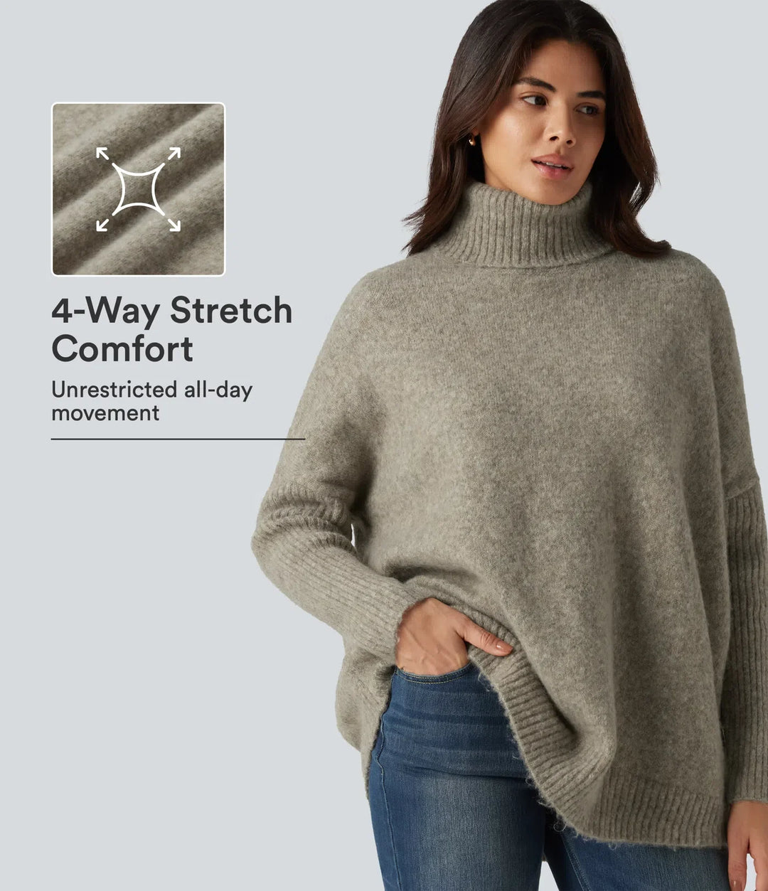 Hög hals långärmad oversized vardaglig tröja