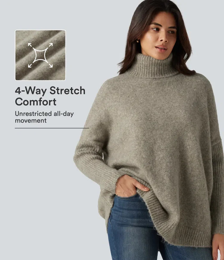 Hög hals långärmad oversized vardaglig tröja