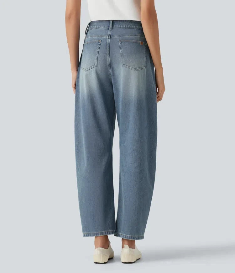 Halara Flex med hög midja för vardag ballongformade ben jeans med fickor
