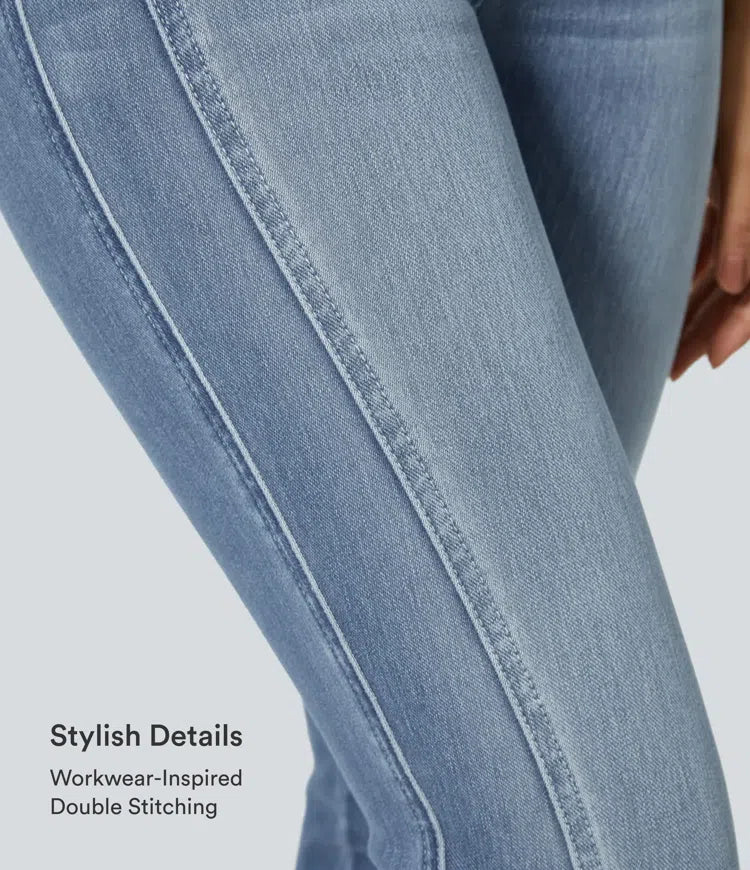 Halara Flex med låg till medelhög midja dragkedja fickor för vardag smal jeans