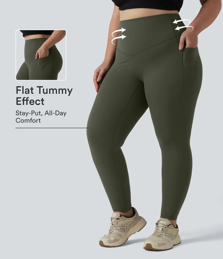 Halara UltraSculpt med hög midja, magkontroll och ficka formande träning leggings i plusstorlek