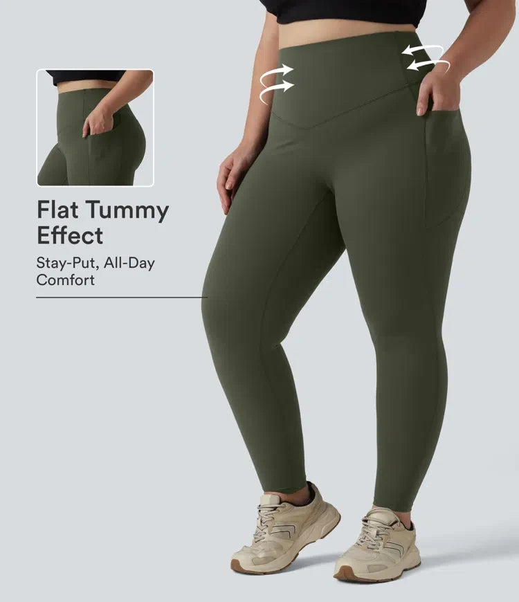 Halara UltraSculpt med hög midja, magkontroll och ficka formande träning leggings i plusstorlek