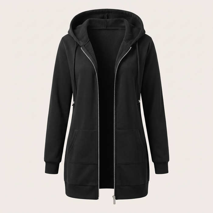 ROSAMUND MYSIGA HOODIE-KAPA MED DRAGKEDJA