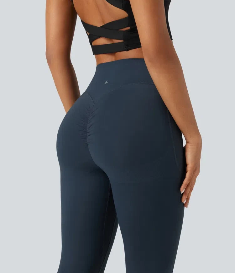 Halara UltraSculpt med hög midja scrunch-effekt rumplyftande magkontroll formande träningsleggings med fickor