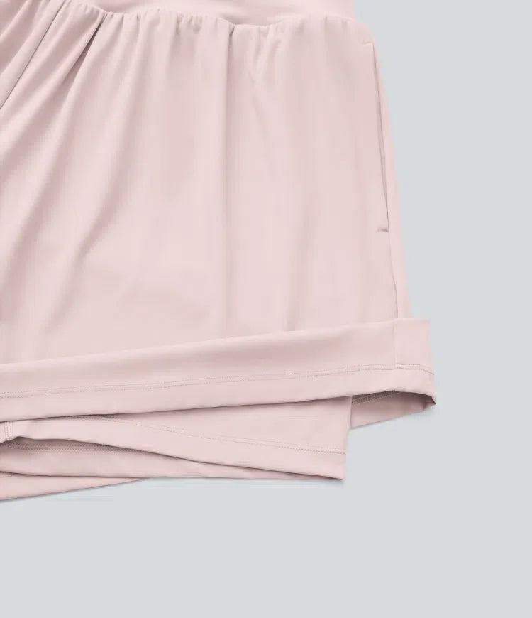 SoftlyZero Airy med extra hög midja 2-i-1 InstantCool yoga shorts i plusstorlek 7" med fickor