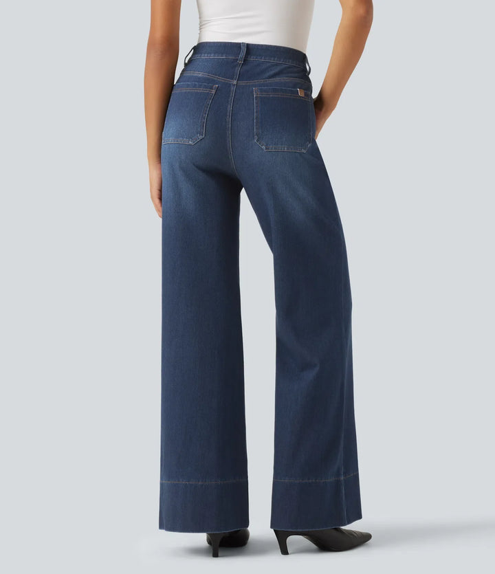 Lyckera Flex högmidjad utsvängd jeans med fickor