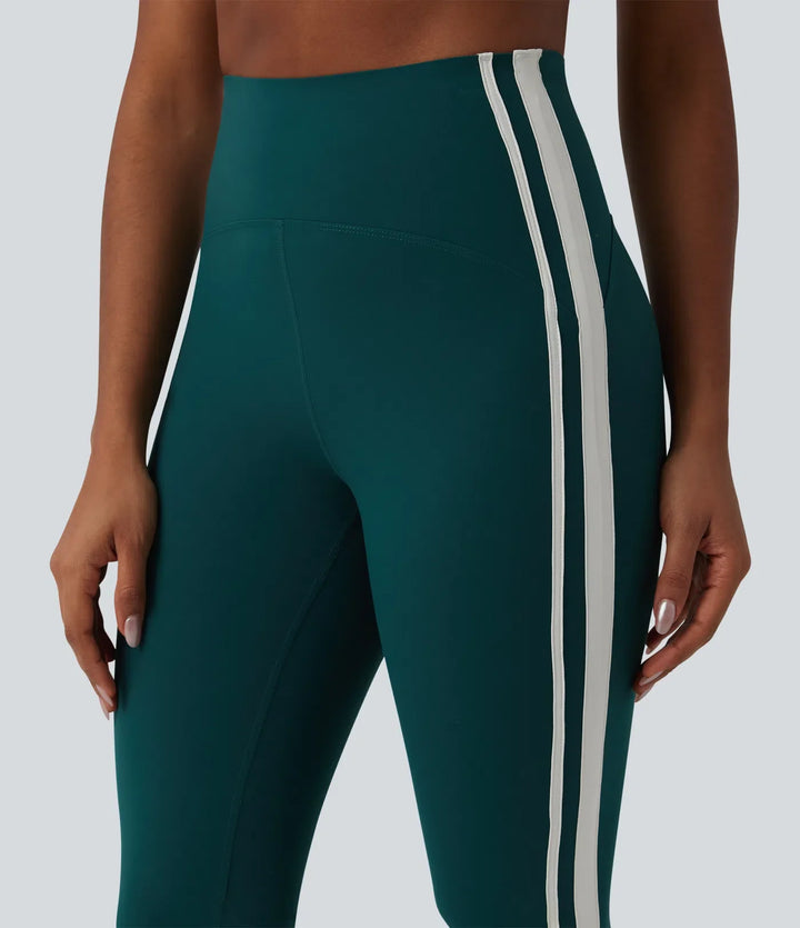 Lyckera UltraSculpt högmidjad magkontroll sida randig yoga 7/8 utsvängd leggings