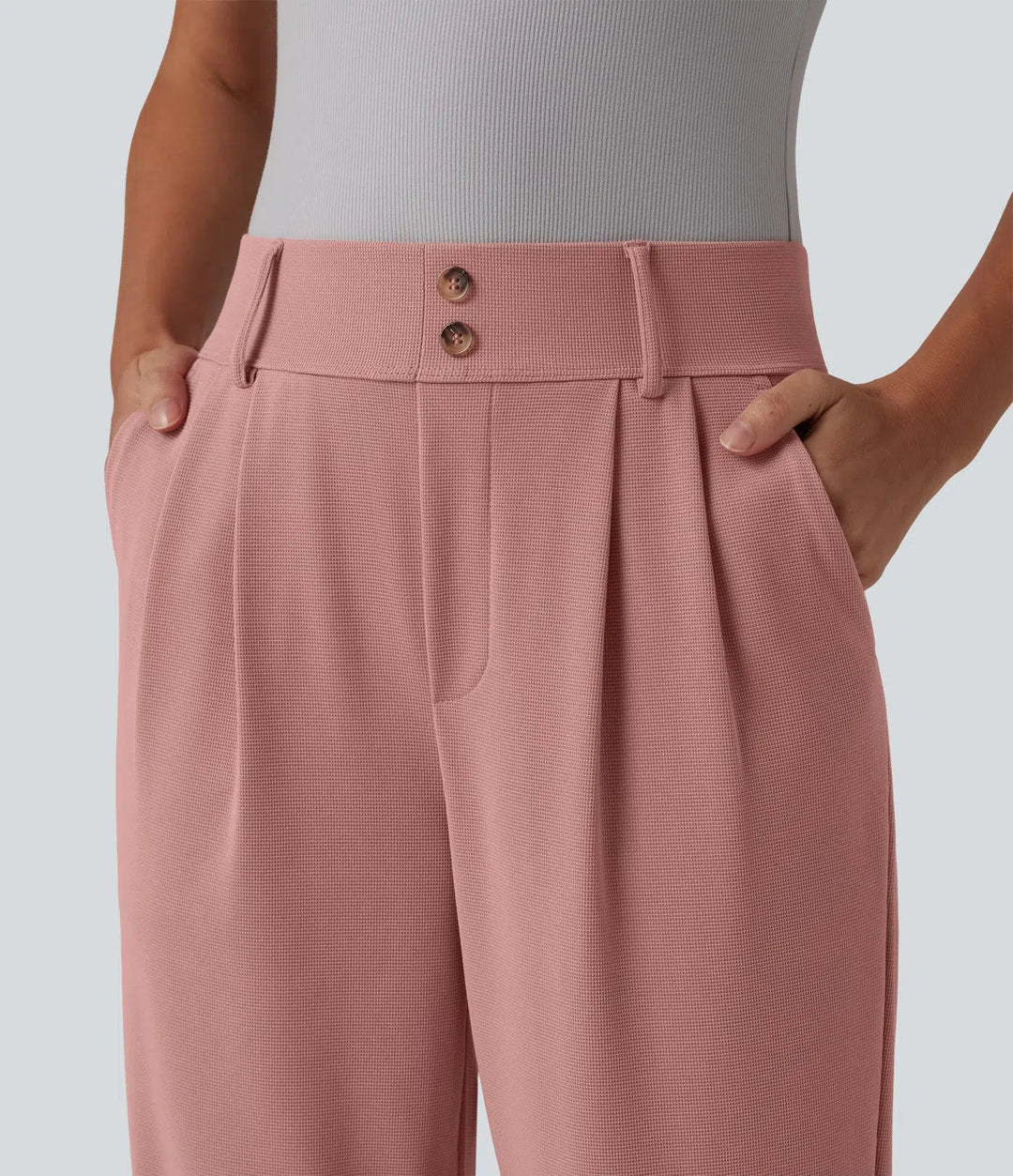 Lyckera Flex högmidjad avsmalnande våffelstruktur arbetsbyxor med fickor