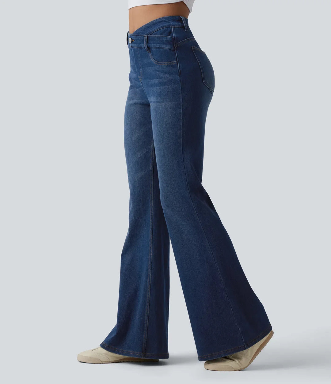 Halara Flex med hög midja omlott magkontroll bootcut vardagsjeans med fickor