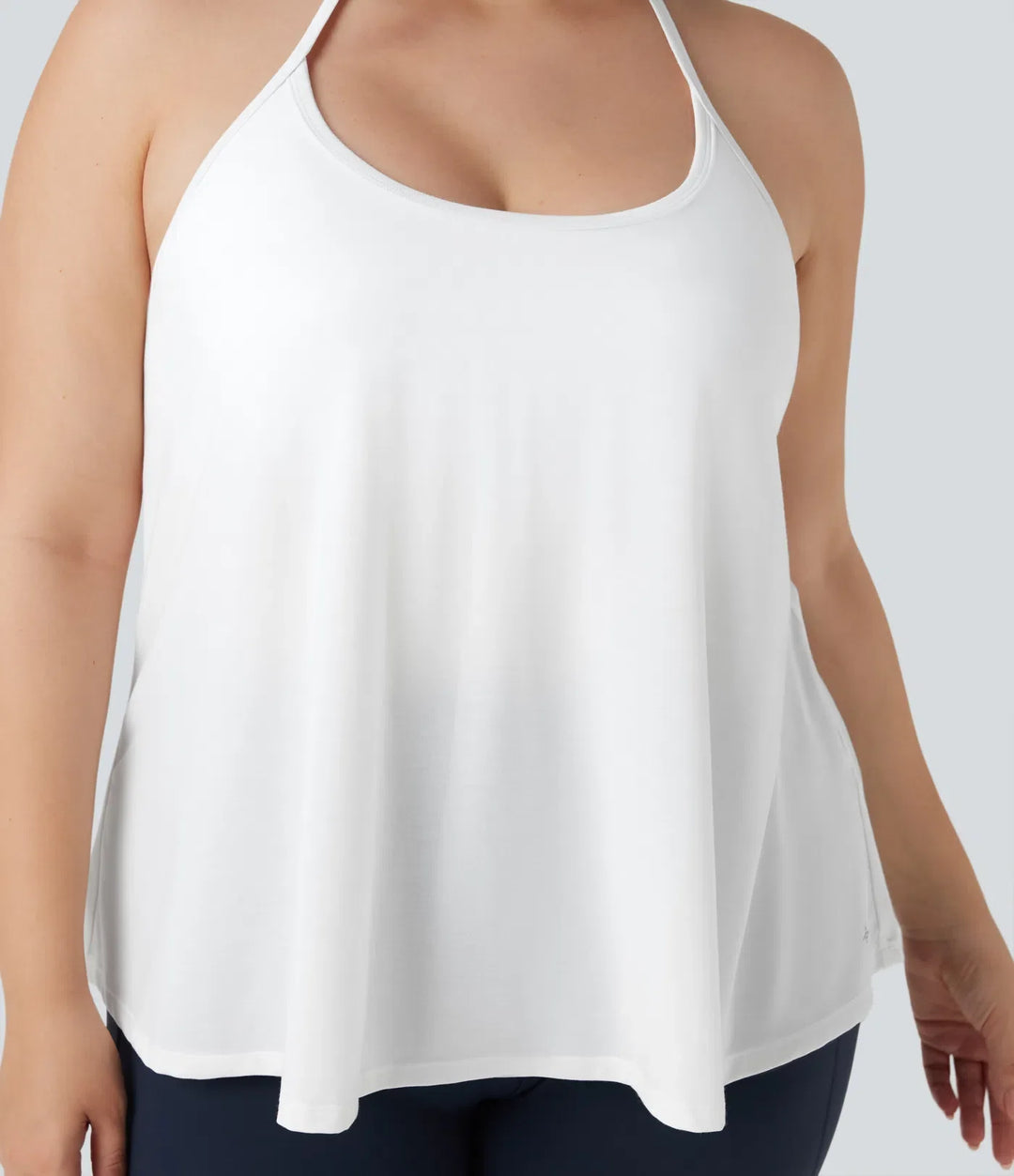 Plusstorlek SoftlyZero Airy halterneck draperad InstantCool sporttopp för yoga