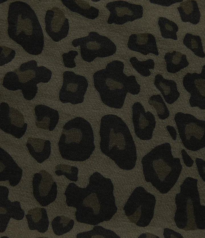 Medelhög midja vida ben baggy leopardmönster vardagsbyxor med fickor